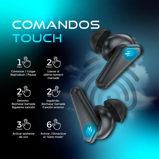 Audífonos Gamer Dark Manta k55 Bluetooth Smart Touch